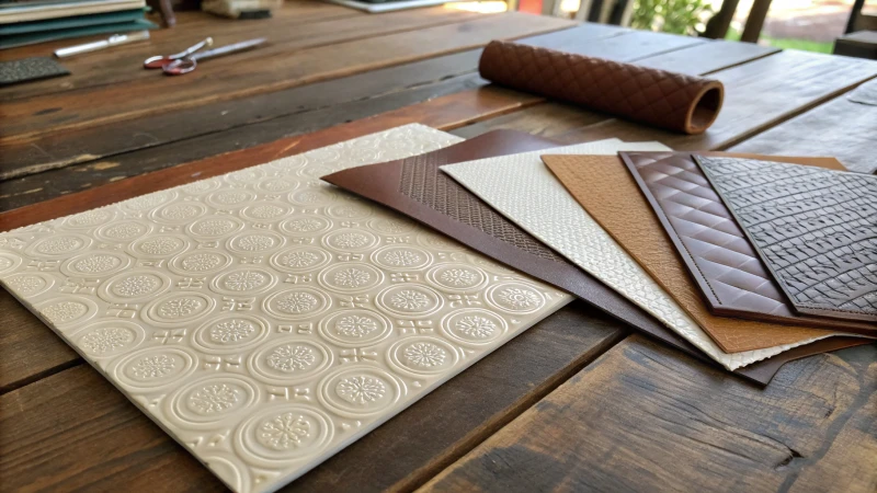 A variety of embossing materials on a wooden table