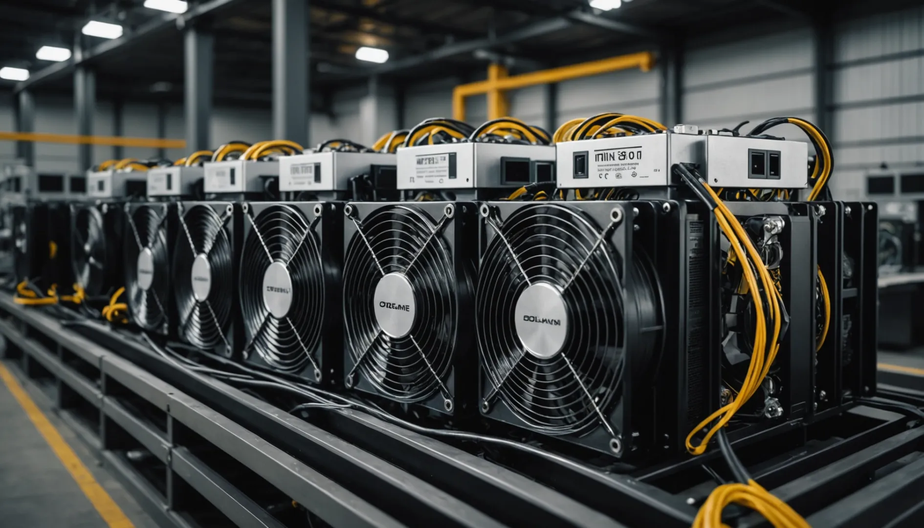 A photo of multiple ASIC miners in a mining facility